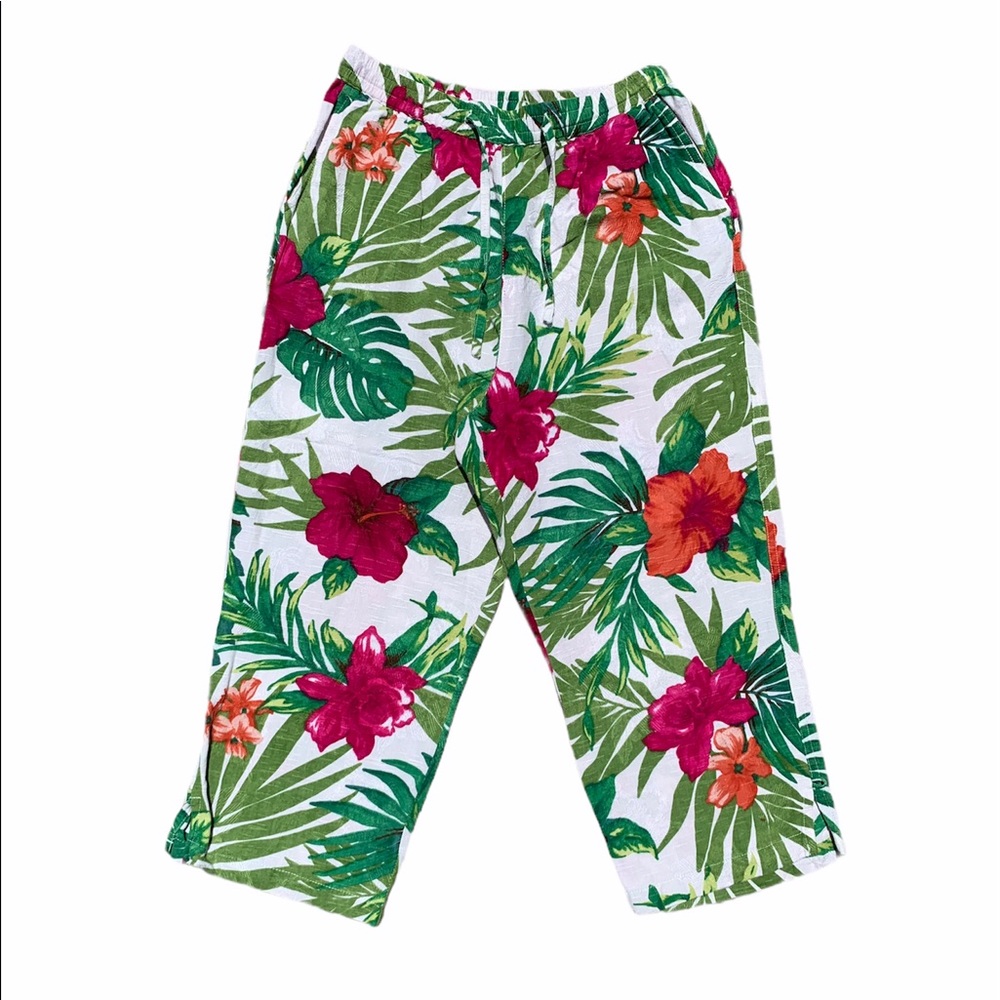 Erin London Capri Tropical Print Floral Pants